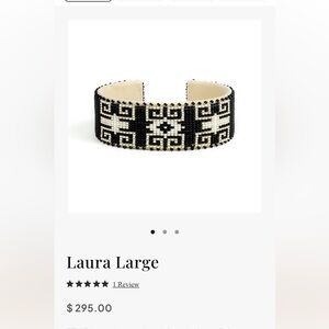 ETKIE Black and White Beaded Cuff Bracelet